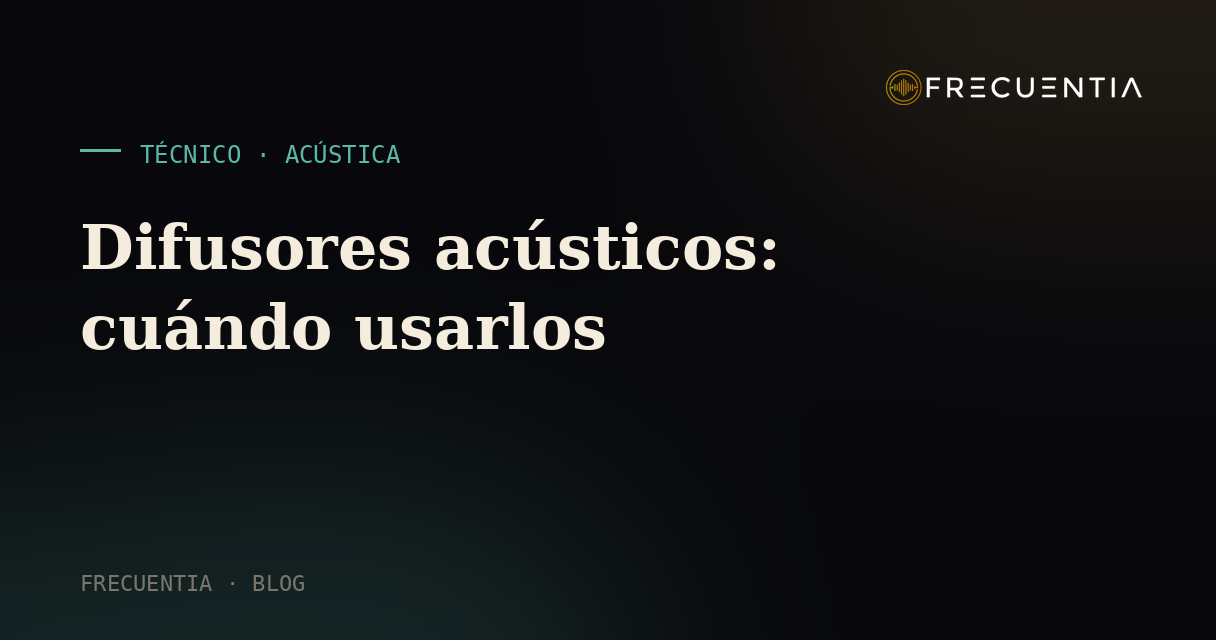 Difusor acústico QRD de pozos sobre pared oscura, dispersión de sonido